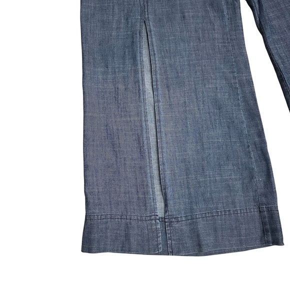 Trina Turk Front Slit Wide Leg Pants Chambray SZ 0 Linen Blend Coastal Beachy - Picture 3 of 8